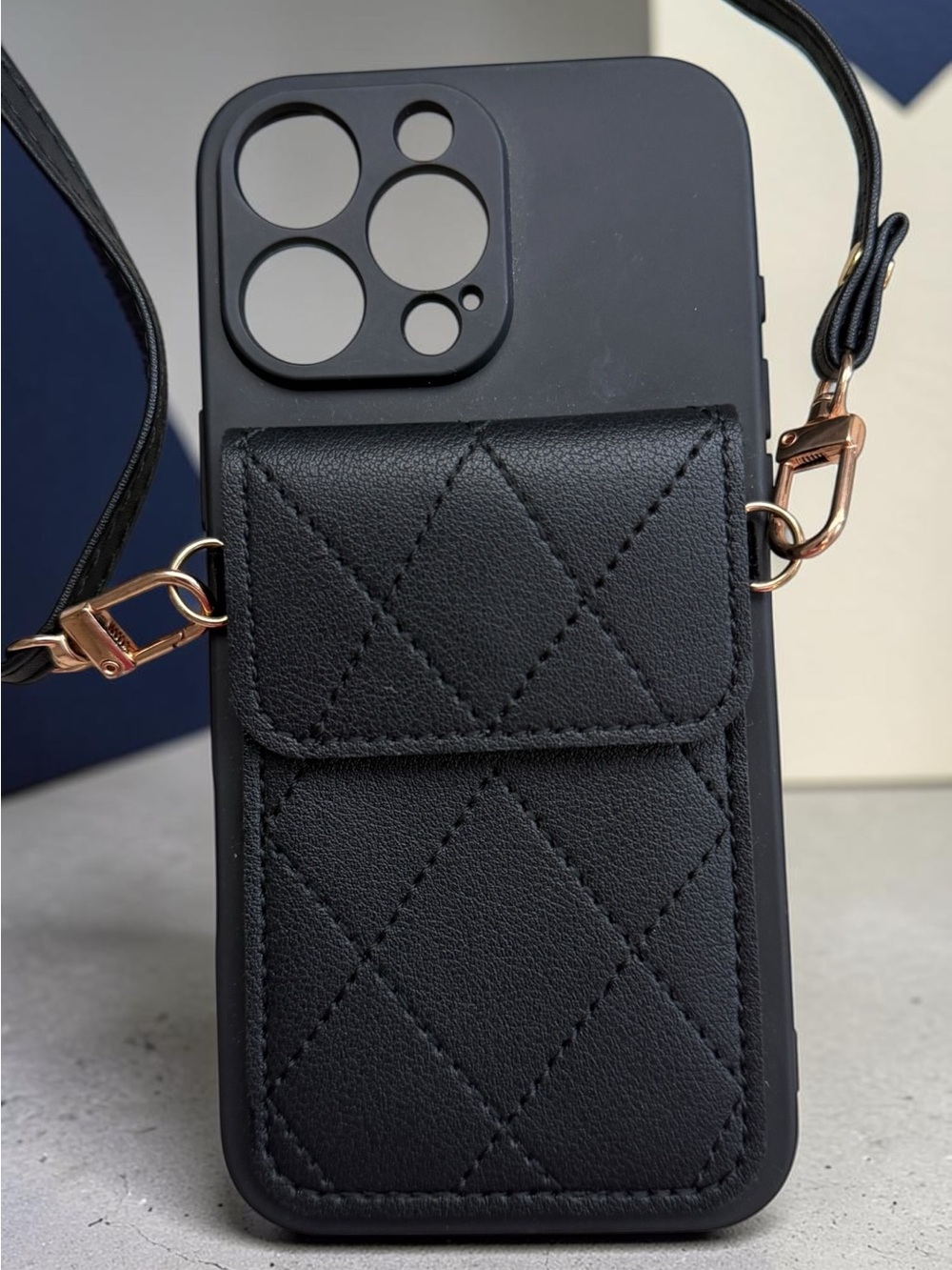Apple iPhone 16 Pro Max Quilted Crossbody Phone Case with Card Pocket and